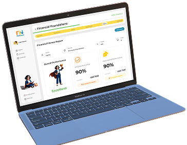 Laptop with finkomm's learning management system